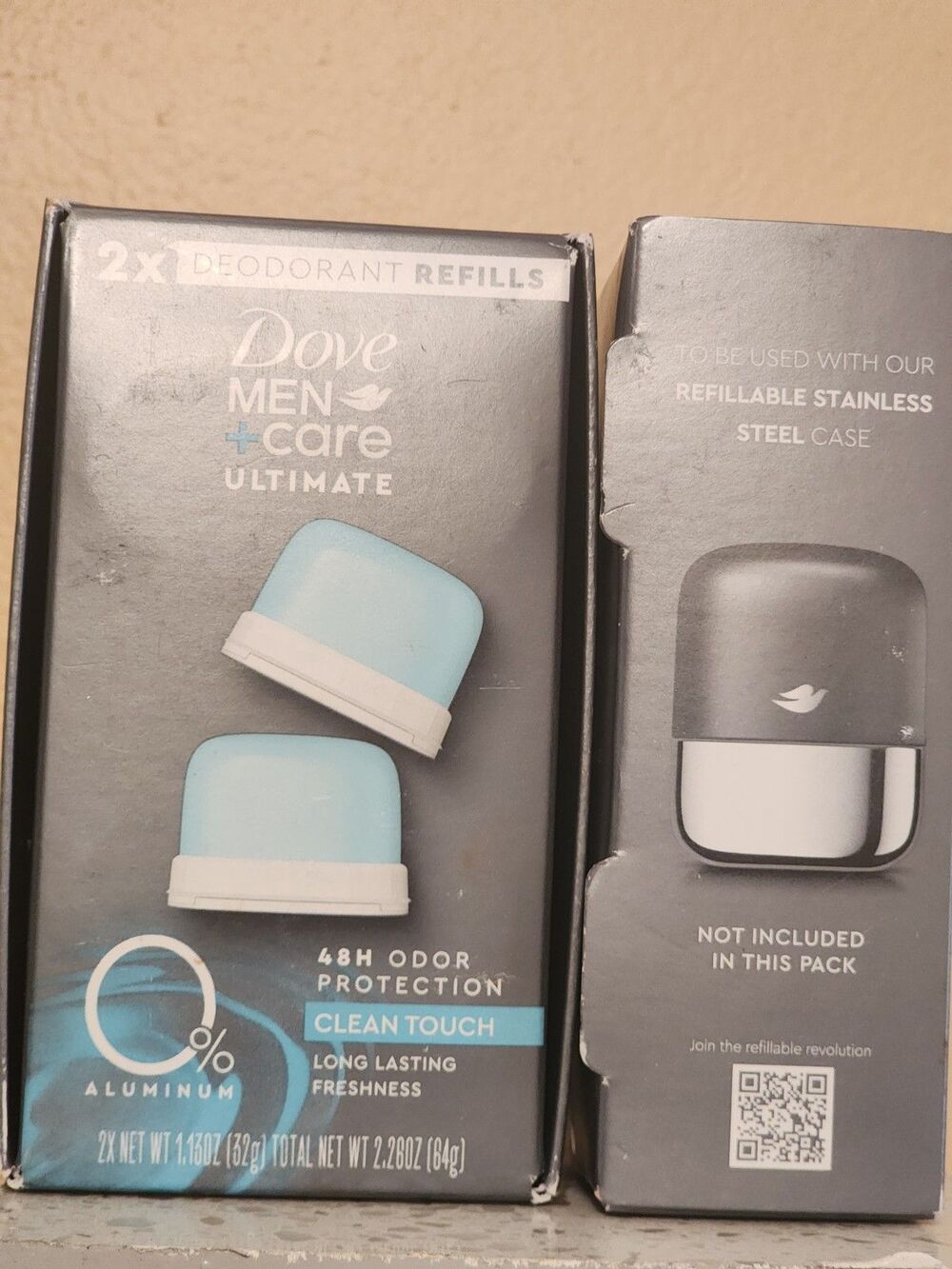 2 Box/4 Pc Dove Men+Care Ultimate Refillable Deodorant Clean Touch, 0% Aluminum - Picture 3 of 4